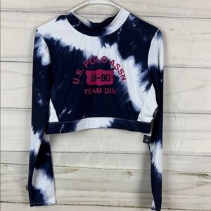 U.S. Polo Assn. Navy and White Tie-Dye Crop Top